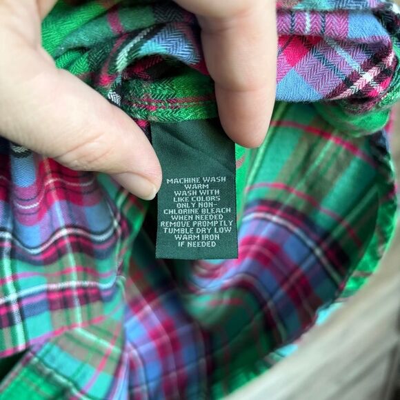 LRL Lauren Ralph Lauren Pink Green Plaid Classic Button Down Shirt women's S - Picture 9 of 11